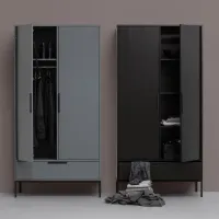 WOOOD Adam 2-Deurs Kast Grenen Zwart